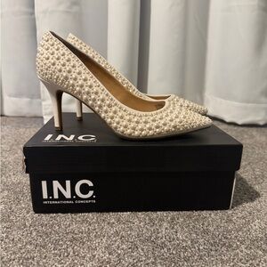 INC International Concepts Cream Studded Heels